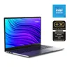 A MEDION laptop is shown in a studio setting with awards and Intel branding. Produktbild-Vorschau