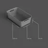 A grey storage basket with dimensions indicated by white lines and text. Produktbild-Vorschau