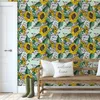 10m VLIES TAPETE Rolle Blumen Flora Sonnenblumen Blätter Produktbild-Vorschau 2