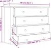 A diagram showing the dimensions of a chest of drawers. Náhľad obrázku produktu