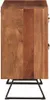 Side view of a wooden cabinet on a black metal stand. Podgląd zdjęcia produktu