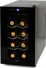 A black wine cooler filled with wine bottles. Voir les images du produit