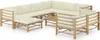 vidaXL 10-tlg. Garten-Lounge-Set mit Cremeweißen Kissen Produktbild-Vorschau 8