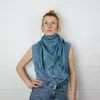 Baumwolltuch - blau - petrol Lurex silber - quadratisches Produktbild-Vorschau 6