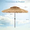 COSTWAY slnečník Hawaii 270 cm, plážový slnečník PE-slamený Náhľad obrázku produktu 3