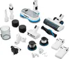 A collection of vacuum cleaner accessories and parts laid out on a white background. Produktbild-Vorschau
