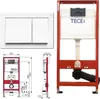 A product image showing a toilet cistern and flush plate, along with technical diagrams. Podgląd zdjęcia produktu