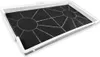 A close-up, angled view of a rectangular air filter with a white plastic frame and a black filter material. Produktbild-Vorschau
