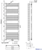 Technical drawing of a radiator with dimensions and connection details. Náhľad obrázku produktu