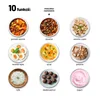A collage of different foods cooked using various methods, illustrating 10 functions of a kitchen appliance. Text describes the cooking methods. Náhľad obrázku produktu