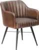 MASSIVMOEBEL24 Stuhl Echtleder 54x61x76 braun IRON LABEL Produktbild-Vorschau 3