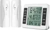 A white digital thermometer with two wireless remote sensors is displayed on a white background. Produktbild-Vorschau