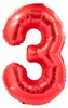 Folienballon 100cm Zahl 3 matt rot Produktbild-Vorschau 1