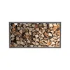 A rectangular metal frame filled with neatly stacked firewood. Podgląd zdjęcia produktu