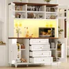 Szafka kuchenna typu highboard, biała, z oświetleniem LED Podgląd zdjęcia produktu 3