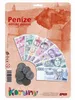 A product package for children's play money, featuring images of Czech Koruna banknotes and coins. Náhled obrázku produktu