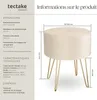 Tabouret avec coffre de rangement aspect velours Voir les images du produit 6