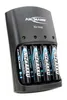 A black ANSMANN NiZn charger with five AA batteries inserted. Produktbild-Vorschau