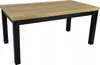 A table with a wooden top and black legs, shown from a diagonal angle against a white background. Náhled obrázku produktu