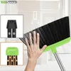 A hand is shown holding a broom, with close-up insets highlighting brush bristles and handle structure. Náhled obrázku produktu