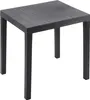 A dark gray plastic garden table with a slatted top and four legs, shown against a white background. Produktbild-Vorschau