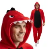 Onesie Kigurumi Pigiama Rosso Dinosauro Travestimento Anteprima dell’immagine prodotto 1