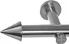 Close-up of a metal curtain rod with a conical finial and a wall mount. Produktbild-Vorschau