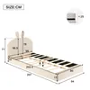 A diagram showing the dimensions of a bed frame with a rabbit-shaped headboard. Produktbild-Vorschau