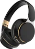 A studio shot of a pair of black and gold over-ear headphones. Produktbild-Vorschau