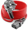deleyCON 1m Kaltgerätekabel Nylon Typ F auf C13 90° - Rot Produktbild-Vorschau 1