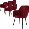 A set of six burgundy dining chairs with black metal legs are arranged on a white background. One chair is in the foreground, angled towards the viewer, while the other five are in the background, arranged in a cluster. Náhľad obrázku produktu