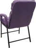 The back view of a purple upholstered chair with a black metal frame. Produktbild-Vorschau