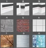 A collage of nine images, with the top row showing diagrams and the bottom two rows showing different textures or materials. Podgląd zdjęcia produktu
