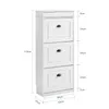 A diagram showing the dimensions of a white shoe cabinet. Produktbild-Vorschau