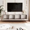 A modern living room with a wall-mounted TV and entertainment unit. Produktbild-Vorschau