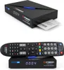 A collage showing a satellite receiver and its remote control. Produktbild-Vorschau