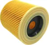 A close-up, angled view of a yellow pleated filter with a beige outer rim and a black center. Produktbild-Vorschau