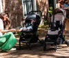 A woman and a child in a stroller outdoors. Produktbild-Vorschau