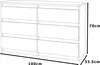 A line drawing of a dresser with dimensions indicated. Produktbild-Vorschau