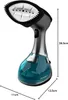 A handheld garment steamer with a transparent blue water tank and a silver body. Produktbild-Vorschau