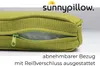 Close-up of a green cushion with a zipper. Produktbild-Vorschau