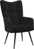 A black velvet armchair is shown against a white background. Voir les images du produit