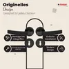 A marketing image showcasing a black door handle set with various features highlighted by text and icons. Produktbild-Vorschau