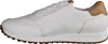 A side view of a white leather sneaker with brown accents. Produktbild-Vorschau