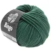 A ball of dark green yarn with a label wrapped around it. Produktbild-Vorschau