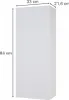 A white cabinet with dimensions indicated. Voir les images du produit