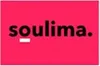 The image shows the word "soulima." in black text with a white underline under the 'u' and a period at the end, all on a bright pink background. Náhled obrázku produktu