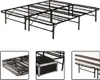 A collage of images showing a black metal folding bed frame, a folded bed frame, a bed frame with storage, and a mattress on a bed frame. Produktbild-Vorschau