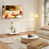 Support TV mobile avec étagère en bois, pivotant et Voir les images du produit 2