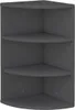 A dark gray corner shelf unit with three shelves. Produktbild-Vorschau